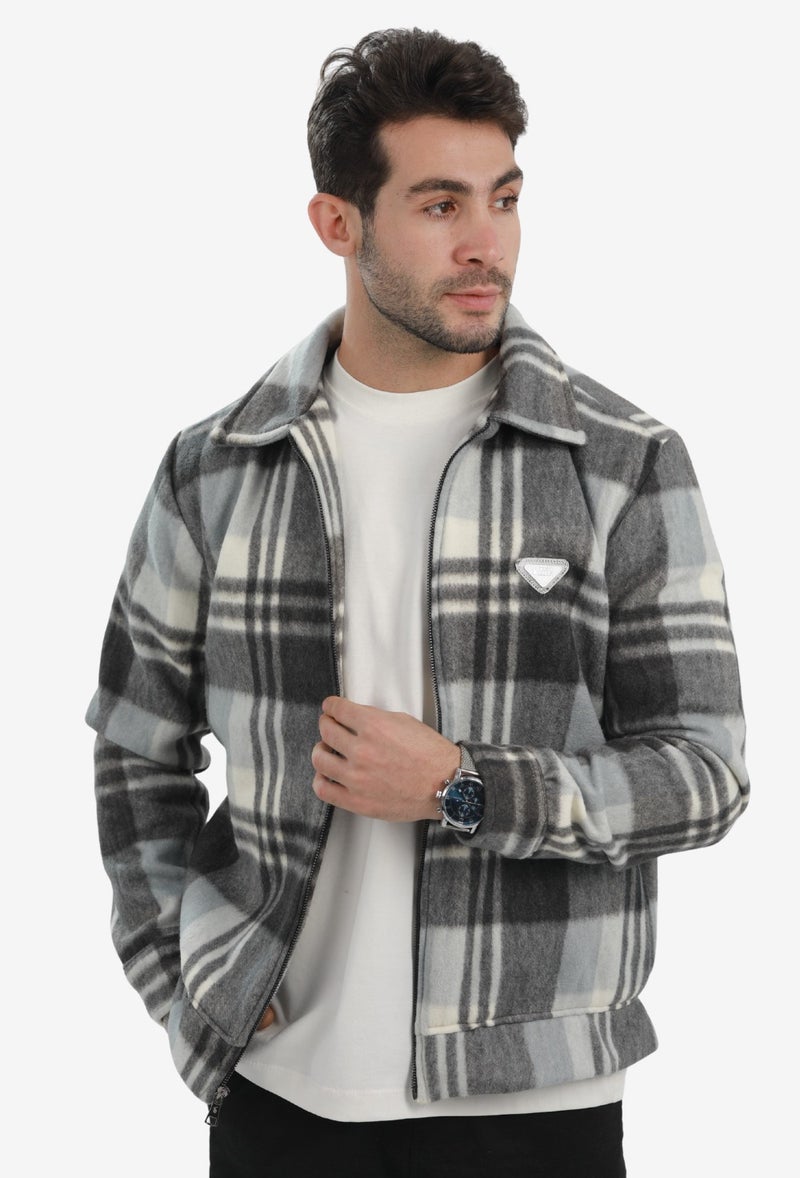 WHITE RABBIT Men’s Plaid Wool Blend Zip Jacket - Image 1